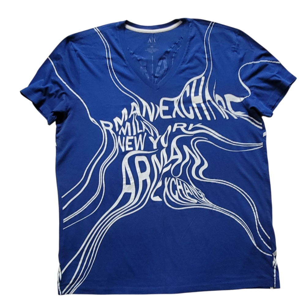 Armani Exchange Blue Graphic Rash Guard
